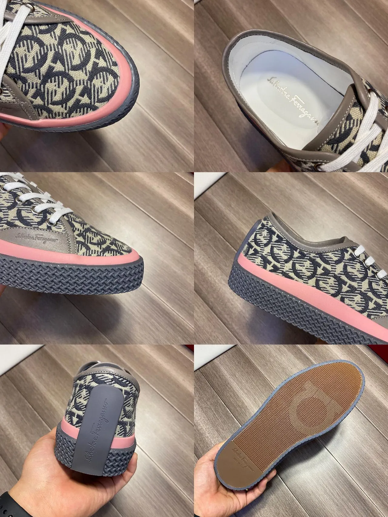 Salvatore Ferragamo Monogram-Print Canvas Low-Top Sneakers