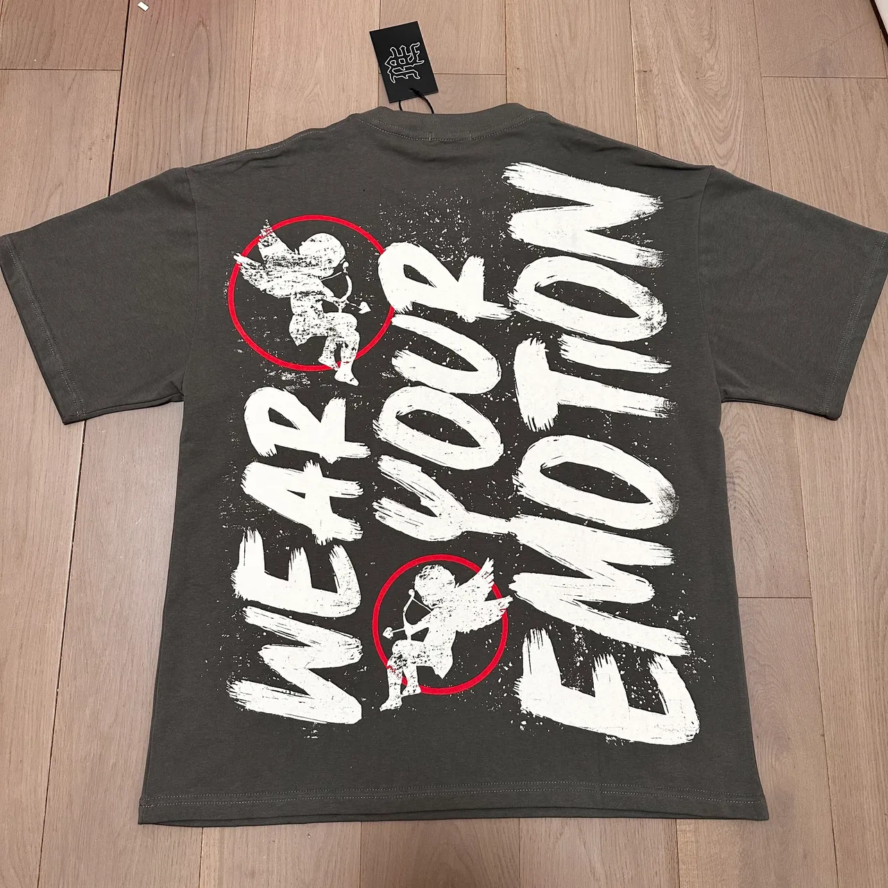 Miu Miu Graphic Print Charcoal Gray T-Shirt
