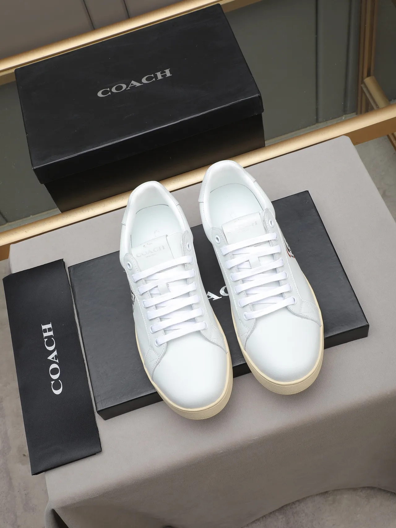 Coach Logo Leather Low-Top Lifestyle Sneakers
