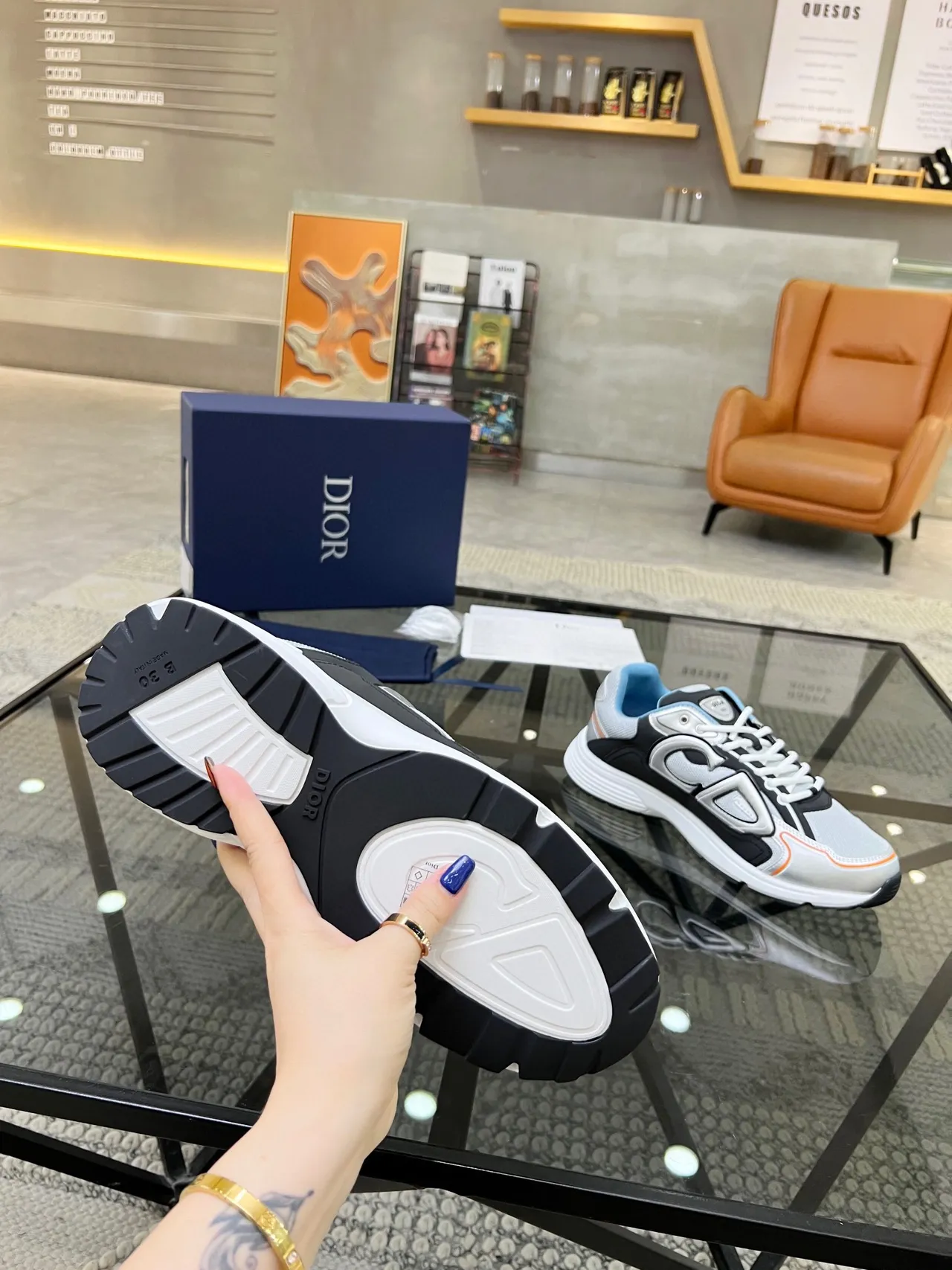 Dior Silver Black Sole Oversized CD Logo Chunky Sneakers