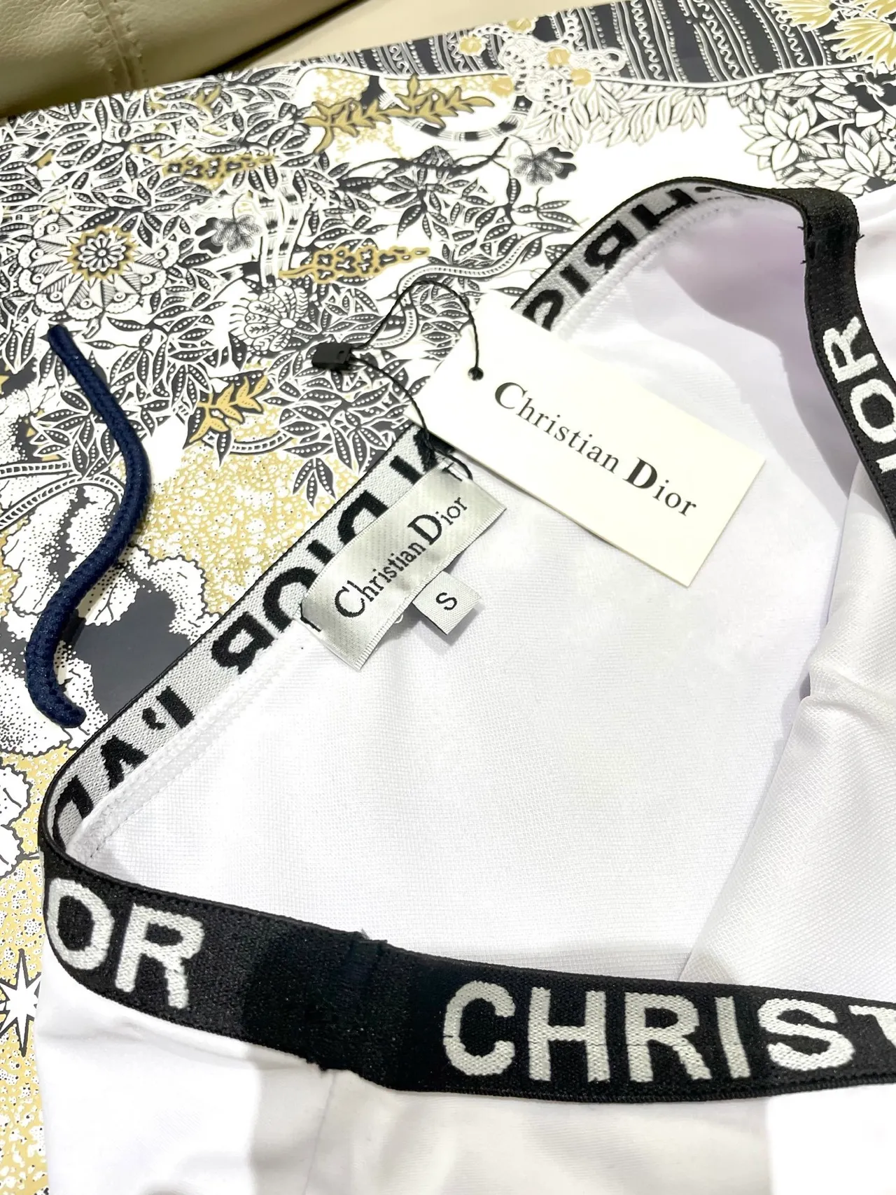 Dior J'adore White Bandeau Top and High-Waisted Briefs Swimwear