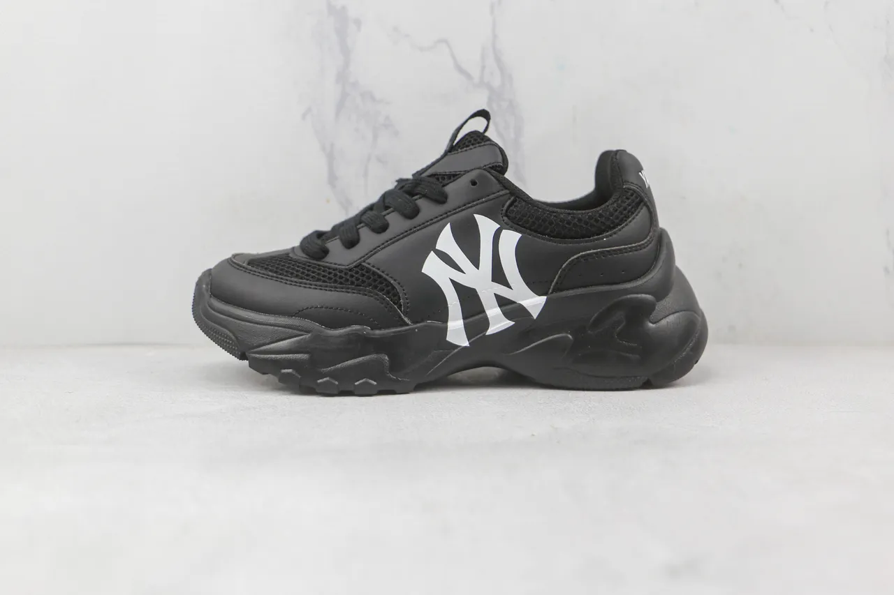 New Era Black Mesh And Synthetic Upper Oversized White NY Logo Chunky Sneakers