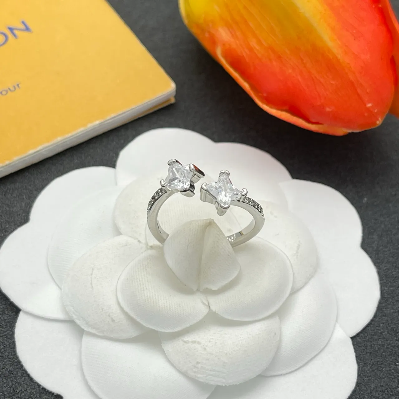 Louis Vuitton Dual-Stone Prong-Set Silver-Toned Ring