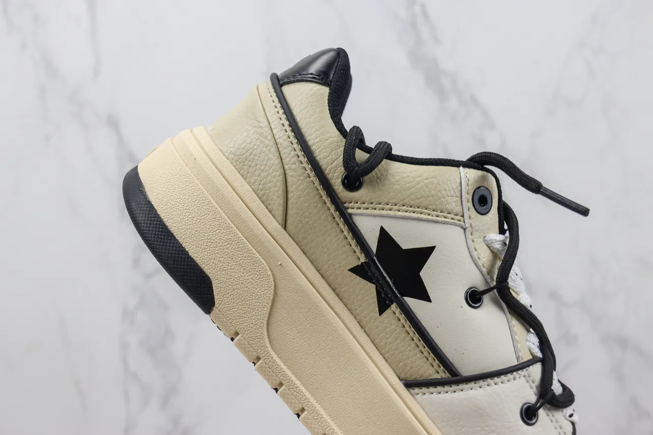 Mitchell & Ness NY Yankees Platform Sneaker Cream and Black Lifestyle Sneakers