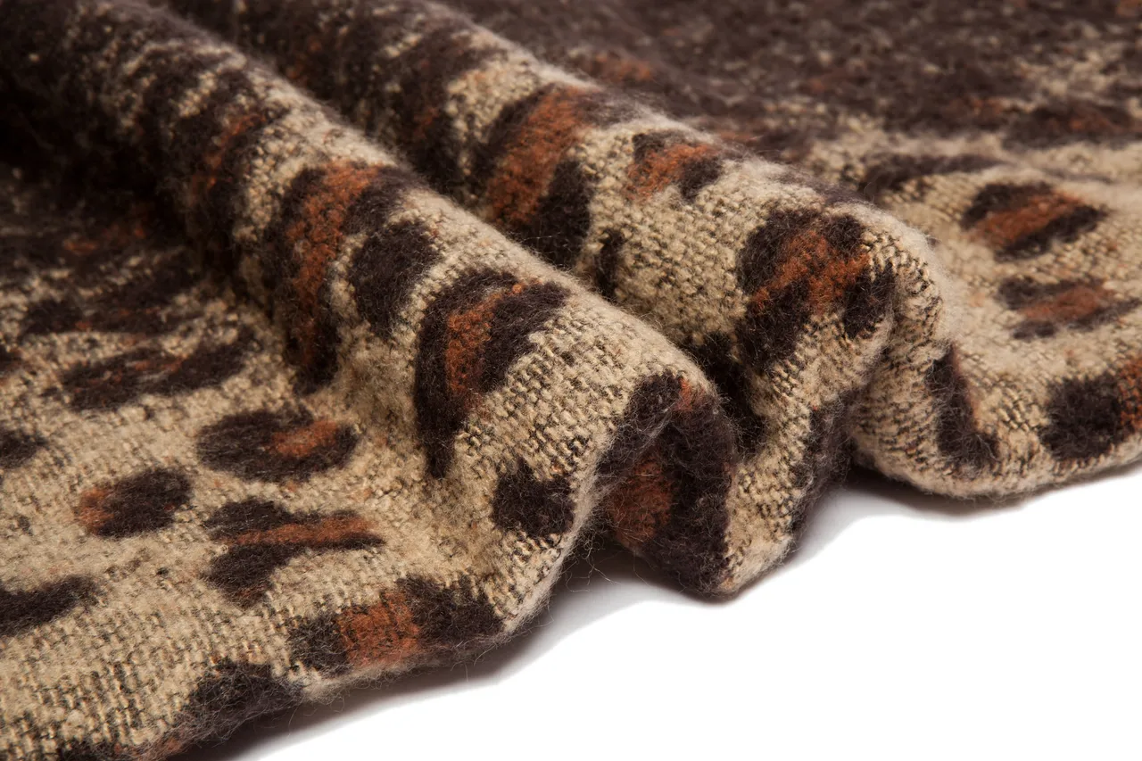 Beige Brown Knitted Leopard Print Scarve