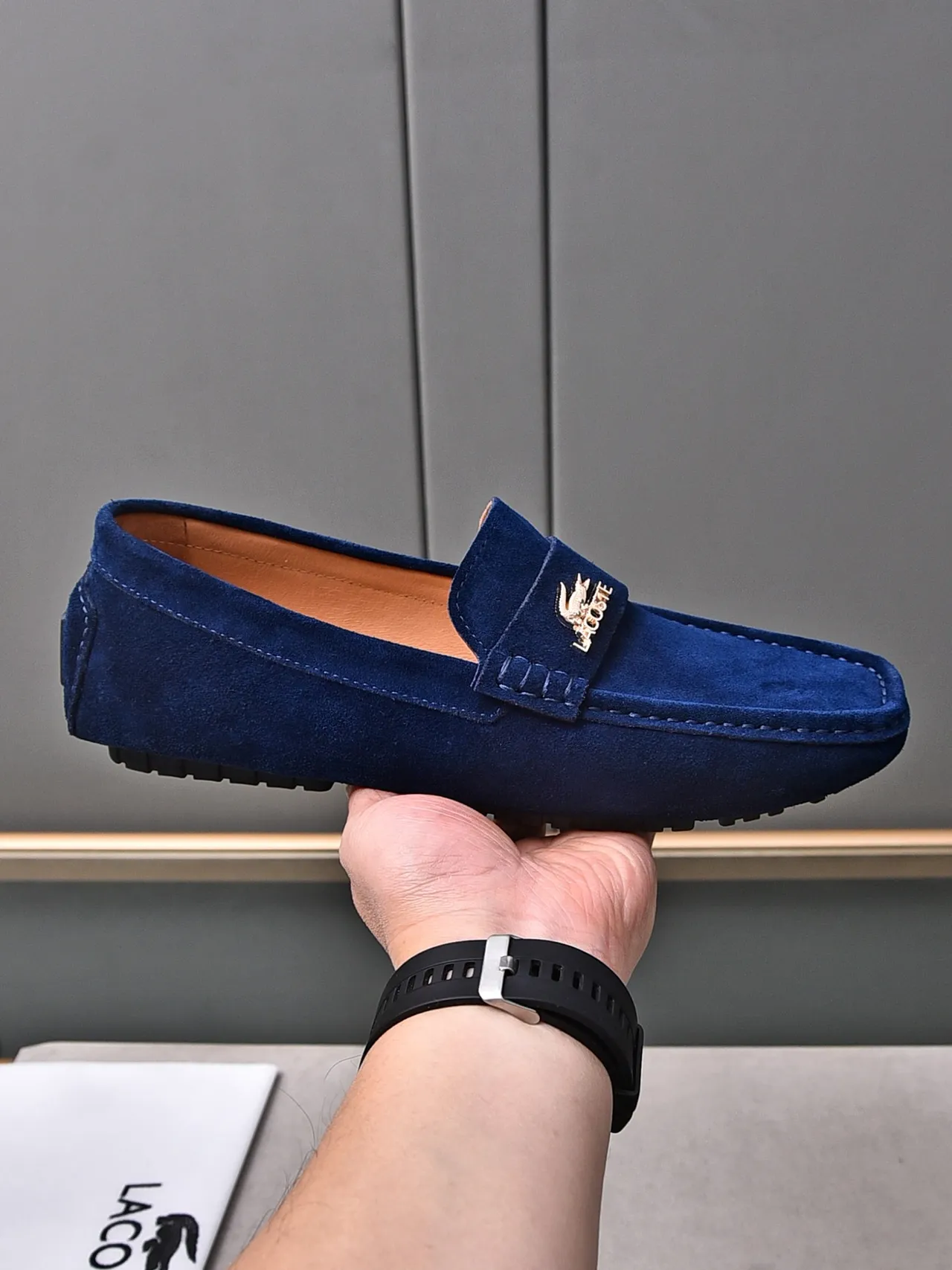 Lacoste Loafer Navy Brown Suede Upper Penny Strap Loafer