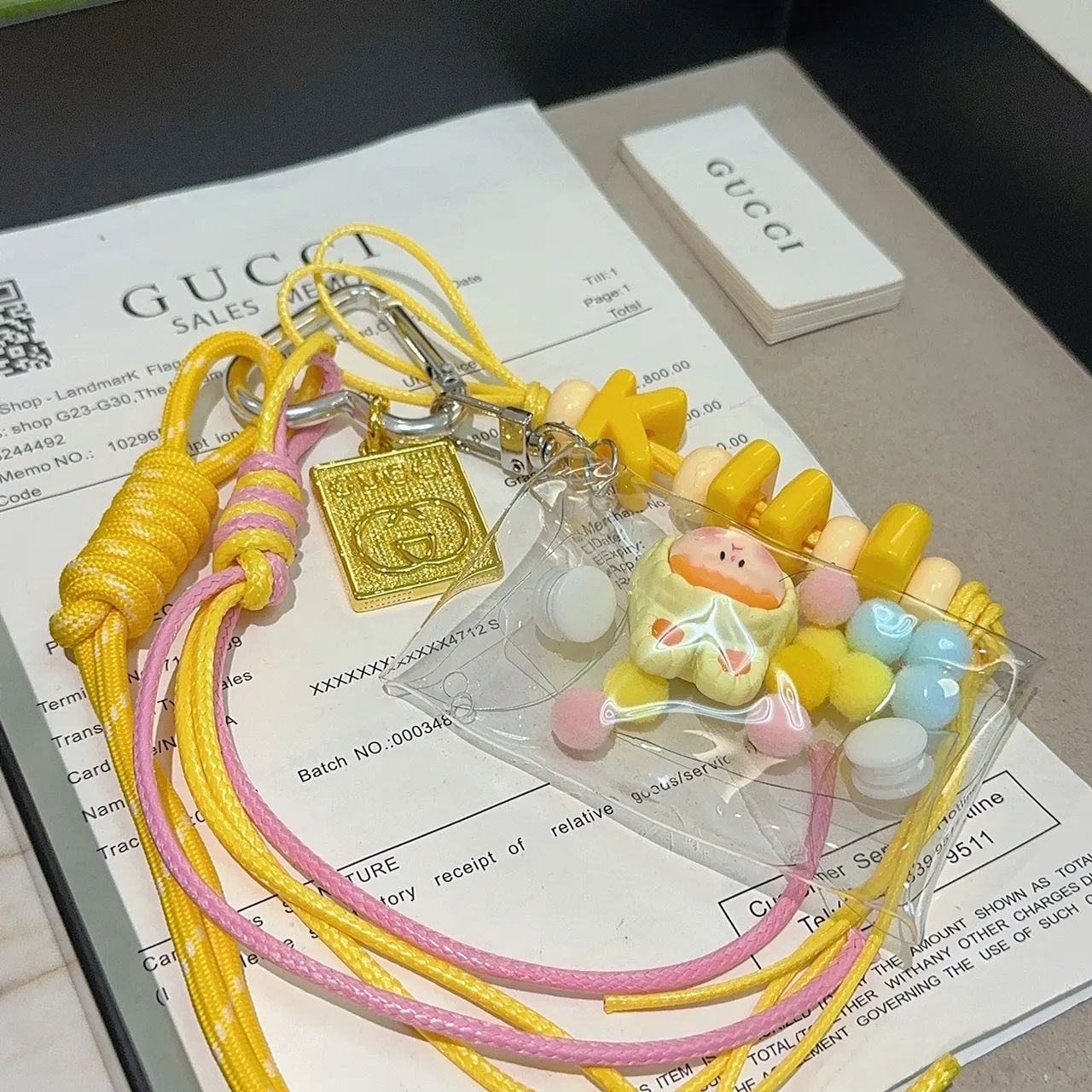 Gucci Yellow Pink Transparent Vinyl Pouch Braided And Cord Lanyard Phone Case