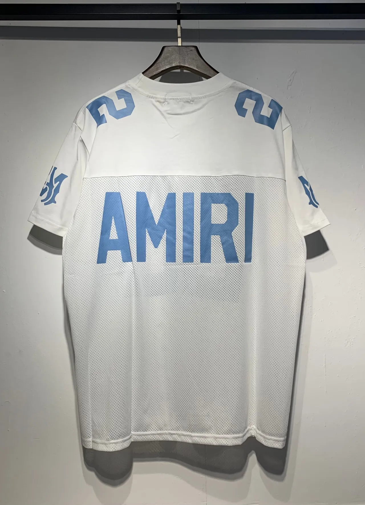 Amiri Black Red Mesh-Paneled Oversized-Number Graphic Jersey