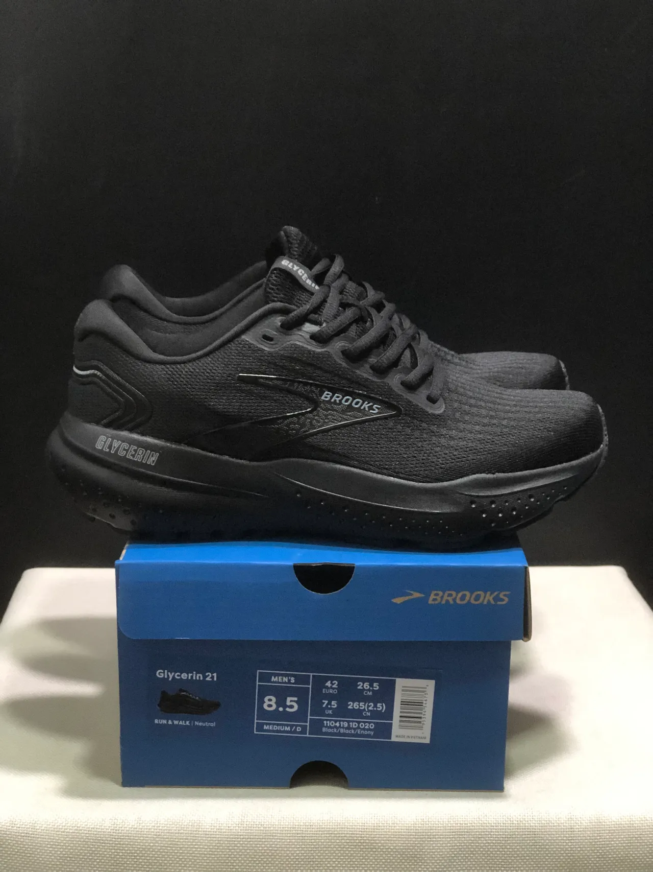 Brooks Glycerin Monochrome Black Running Shoes
