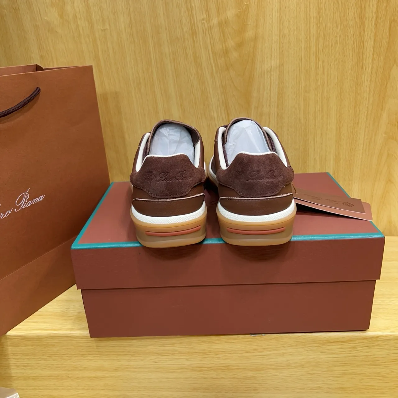 Loro Piana Two-Tone Brown Leather and Suede Sneaker