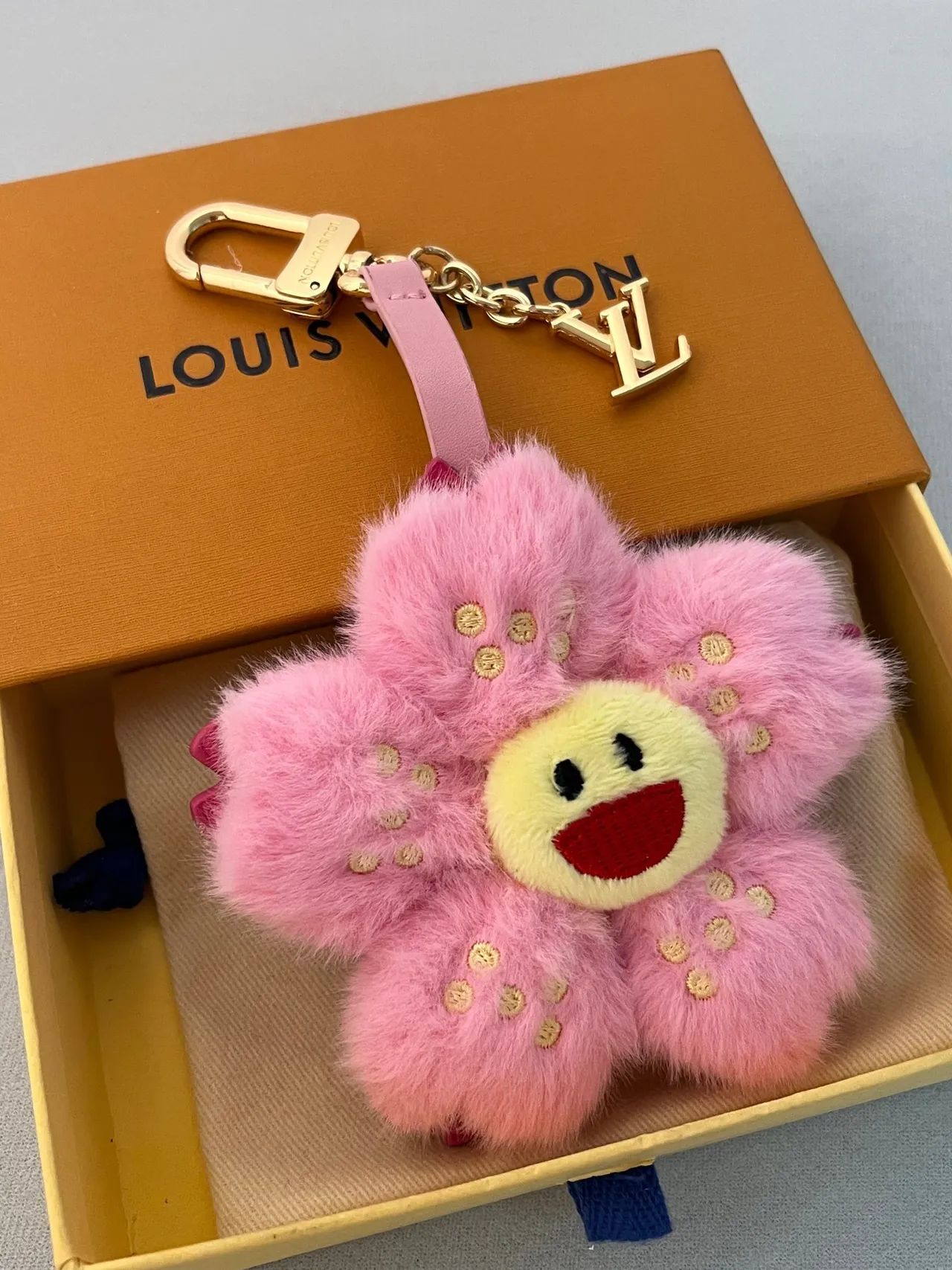 Louis Vuitton Monogram Flower Pink Yellow Plush Floral Embroidered Face Saddle Bag
