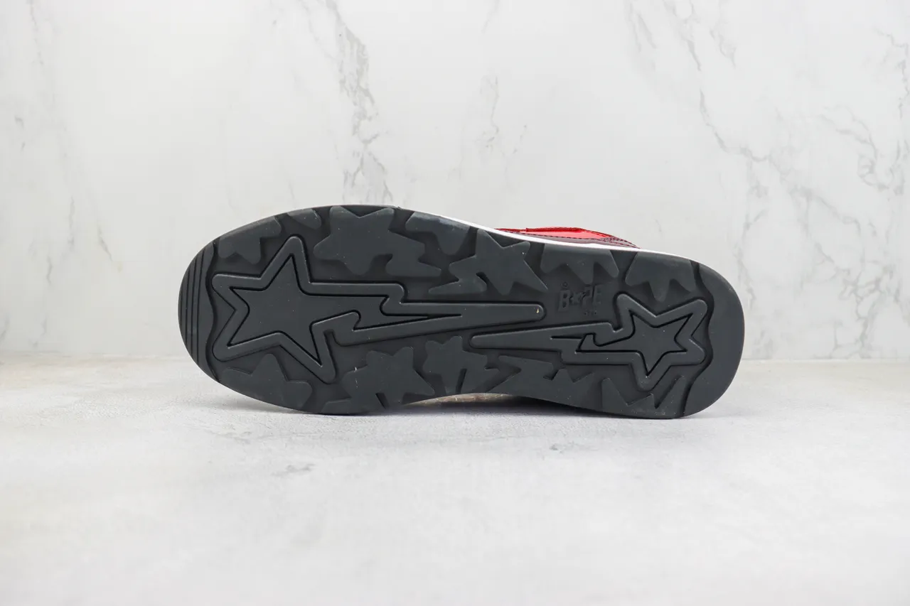 A Bathing Ape BAPE STA Glossy Red Burgundy Lifestyle Sneakers