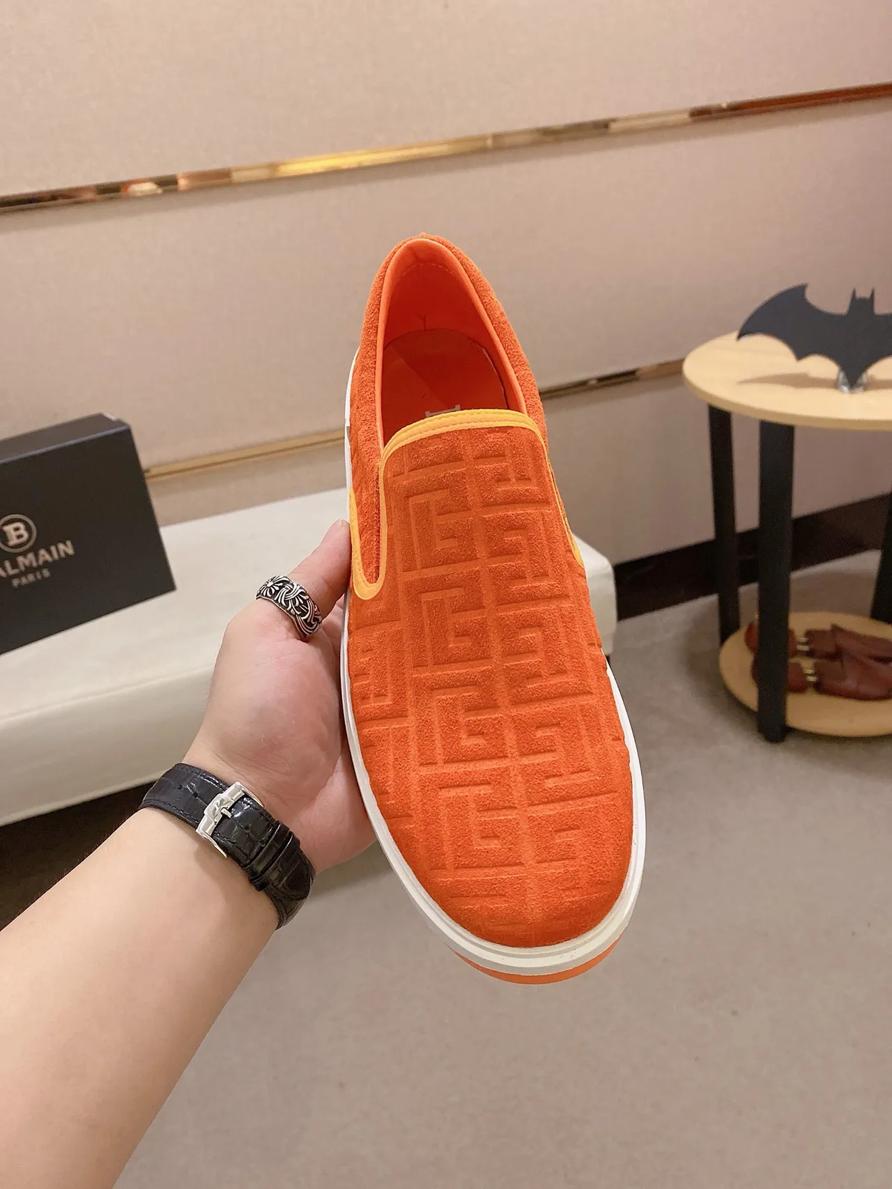 Balenciaga Speed Trainer Orange Embossed Monogram Slip-On Lifestyle Sneakers