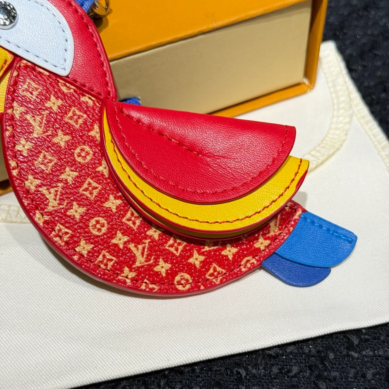 Louis Vuitton Red Multicolor Parrot-Shaped Monogram Leather Handbag