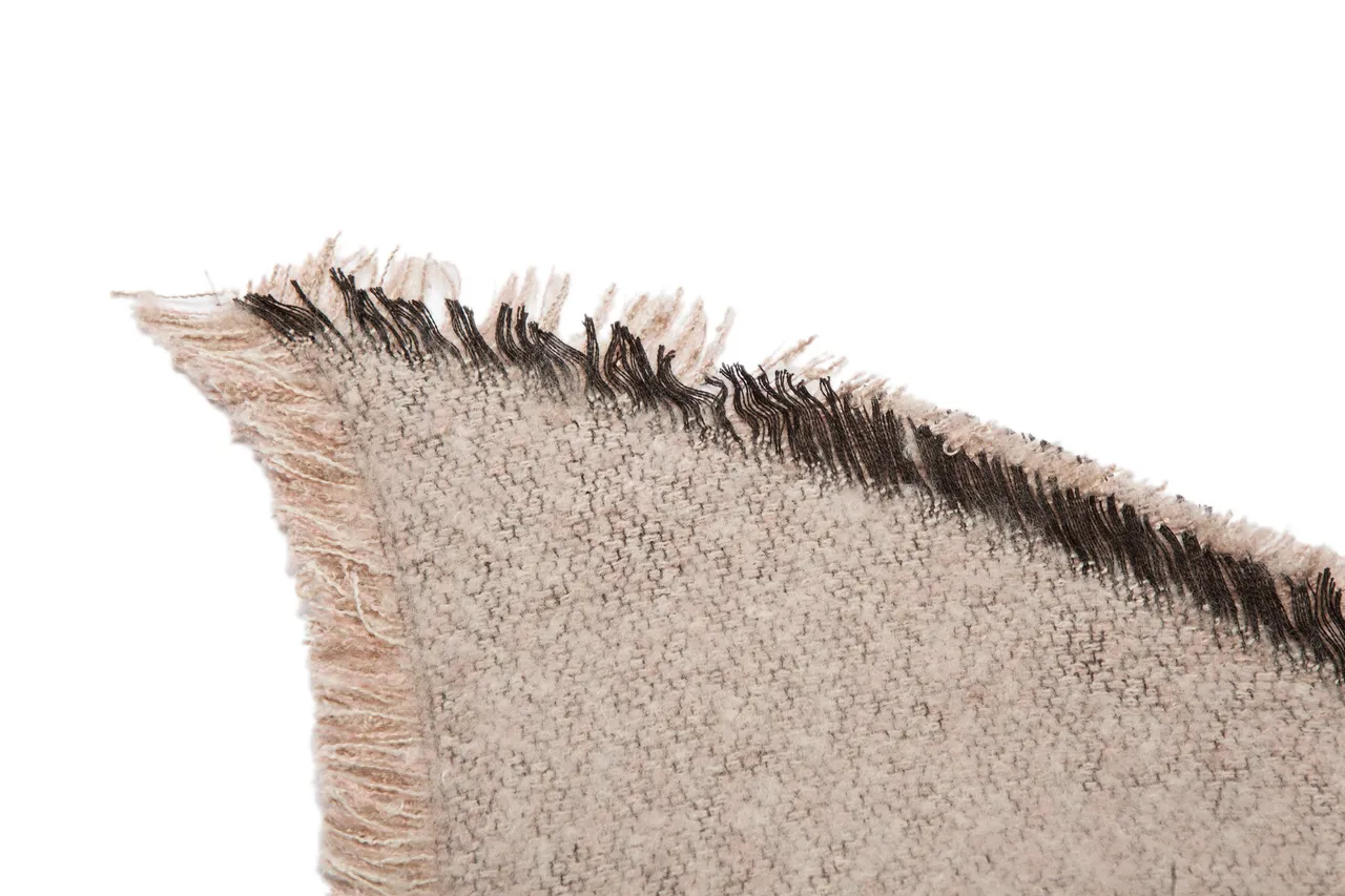 Beige Black Woven Fringed Scarve