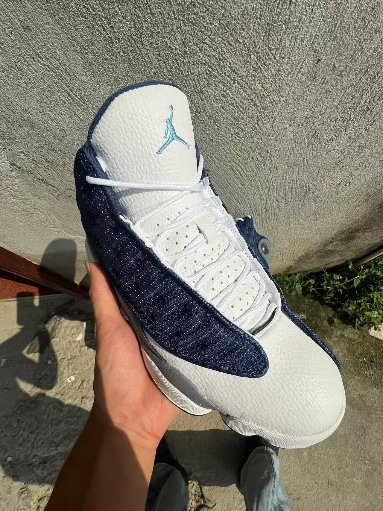 Nike Navy White Knit Upper High-Top Basketball Shoes