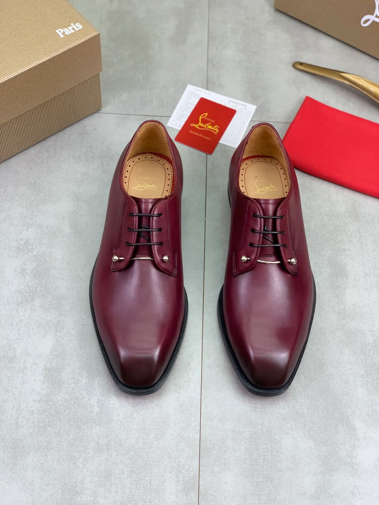 Christian Louboutin Burgundy Leather Oxford Shoes