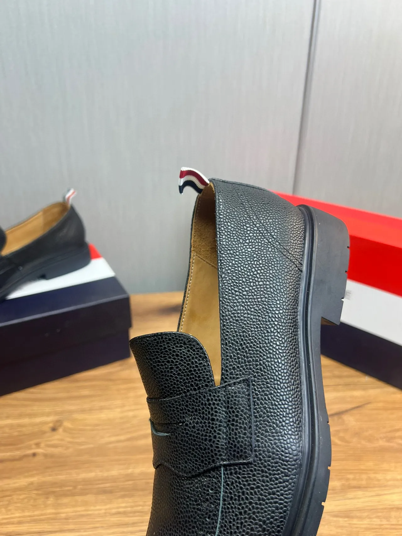 Thom Browne Penny Loafer Black Pebbled Leather Loafers
