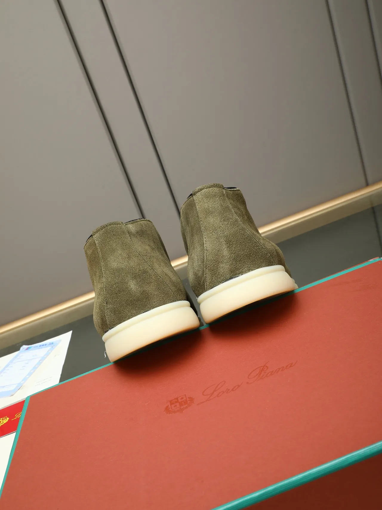 Army Green Beige Suede Upper Slip-On Construction Loafer