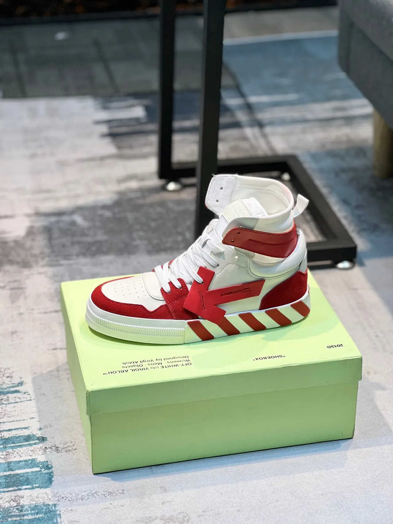 Off-White Red High-Top Industrial Zip-Tie Strap Lifestyle Sneakers