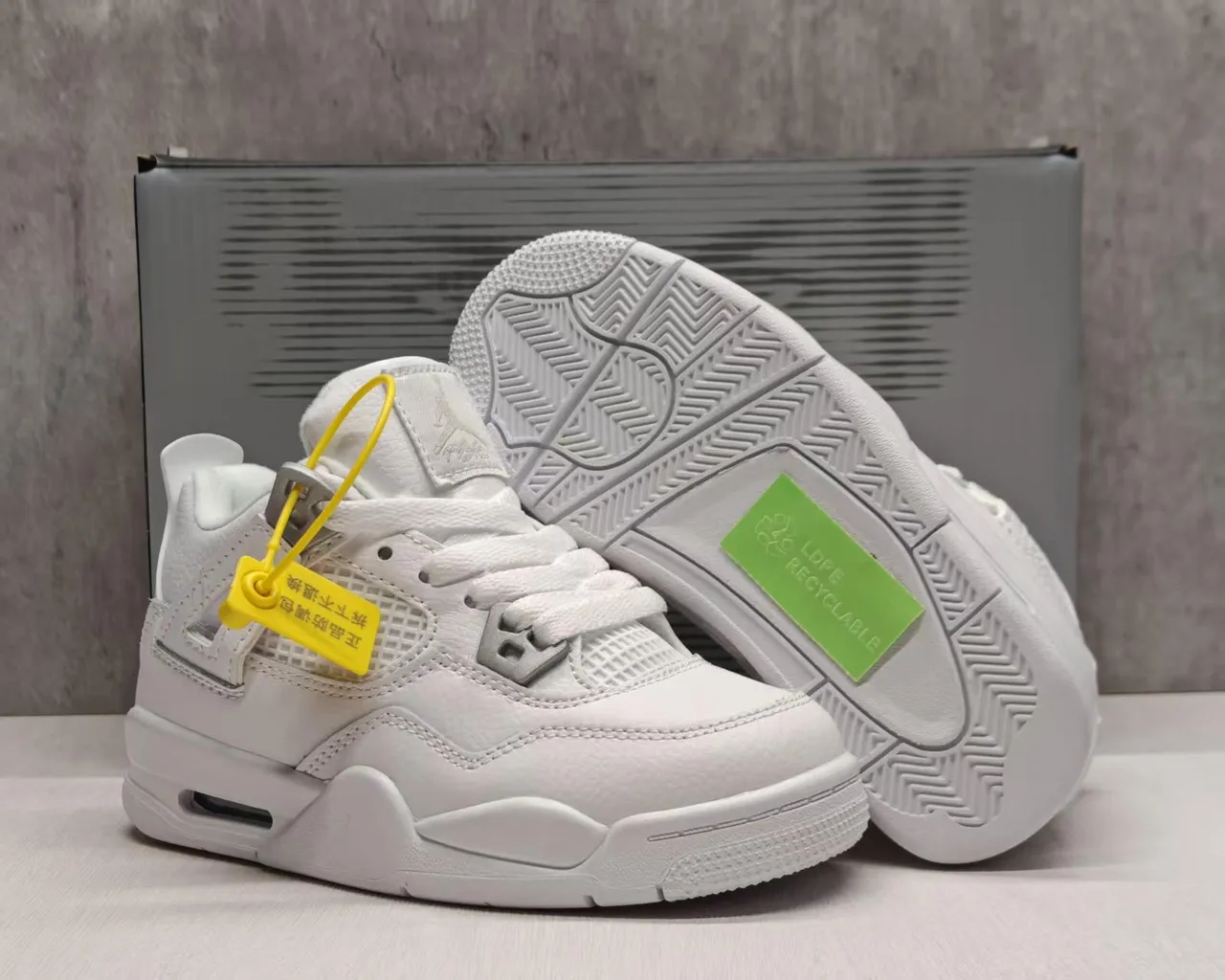 Air Jordan 4 Beige Orange Black Basketball Shoes