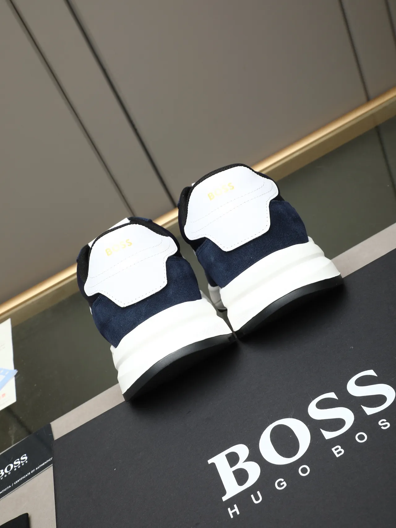Hugo Boss Lifestyle Sneaker Navy and White Suede Textile Low-Top Sneaker