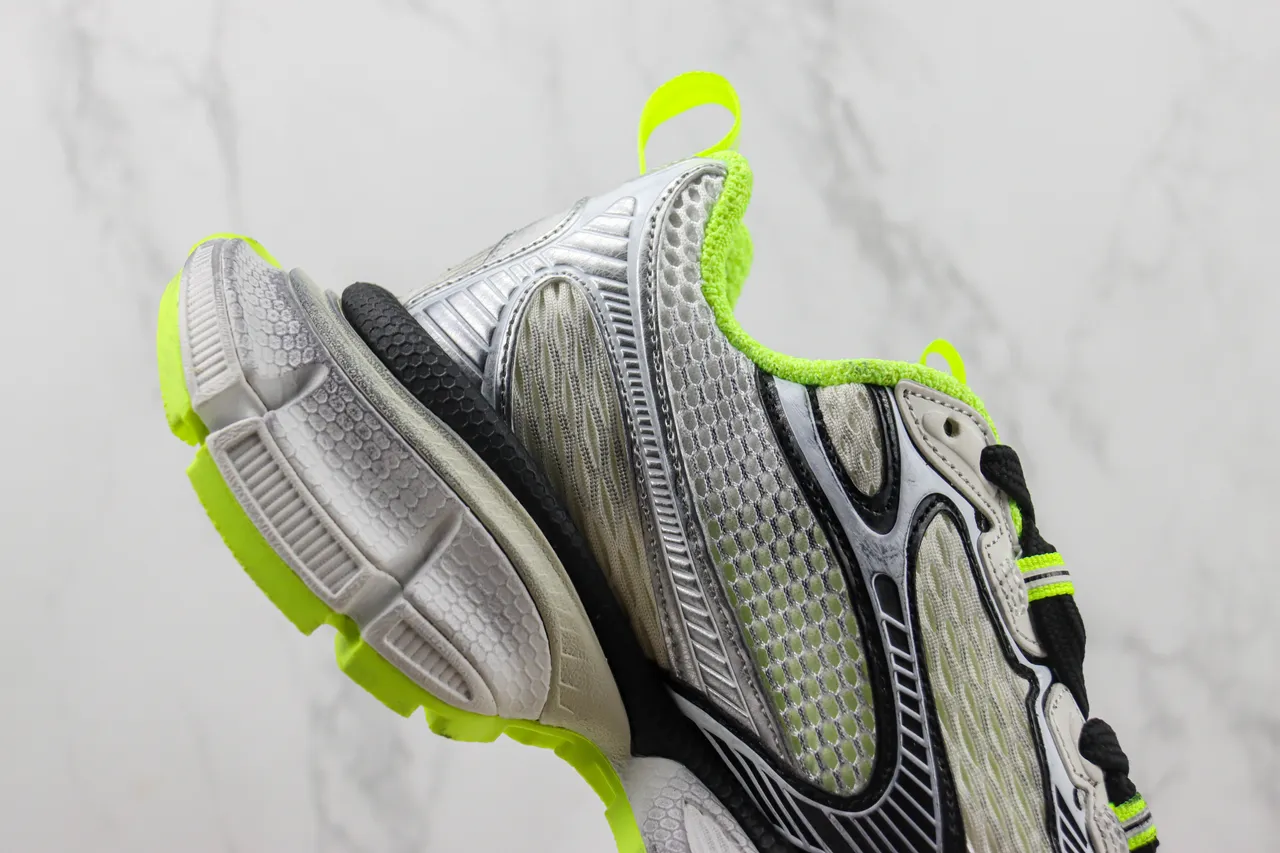 New Balance Gray Green Sculpted Midsole Mesh And Synthetic Overlay Construction Chunky Sneakers