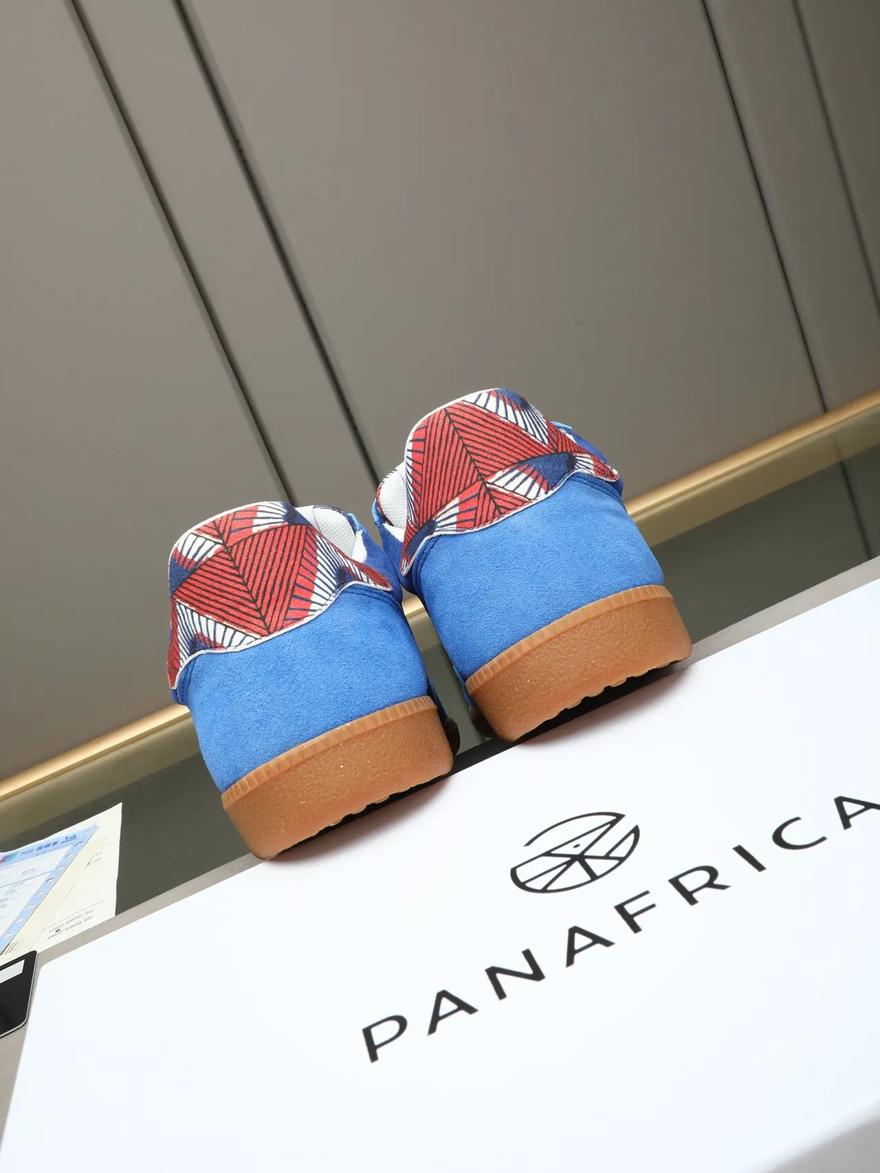 Blue Multicolor Two-Tone Suede Abstract Side Logo Sneakers