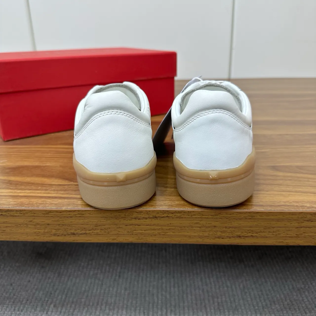 Valentino White Black Leather Upper Gum Rubber Sole Lifestyle Sneakers