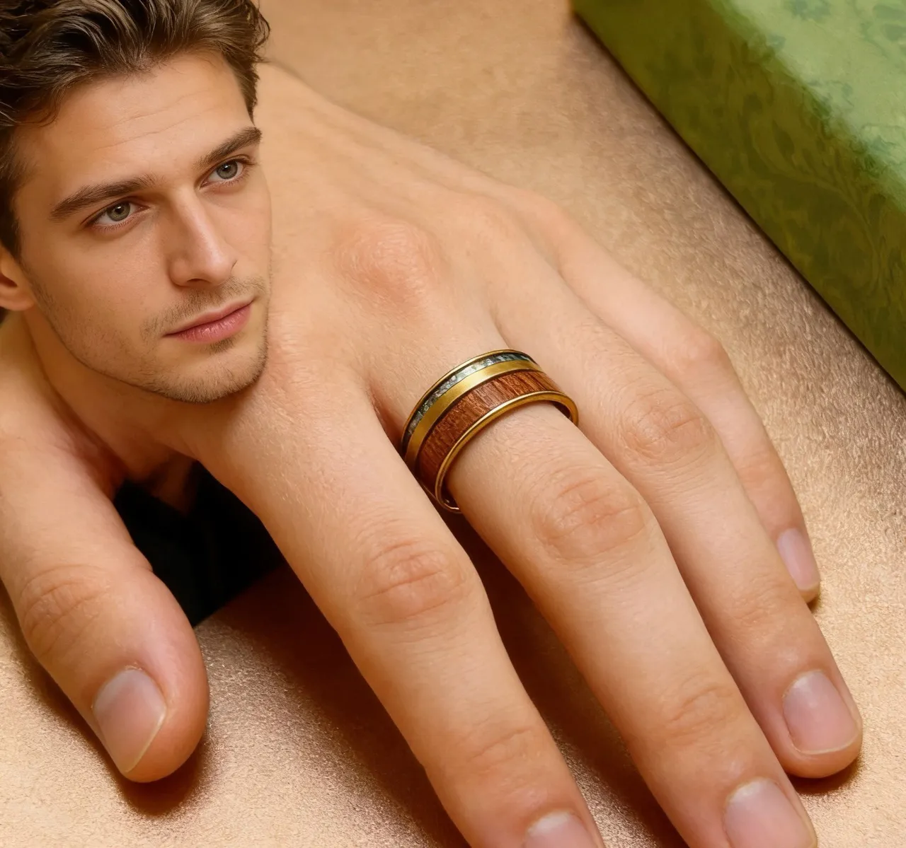 Gucci Gold Multicolor Wide Band Metal Ring