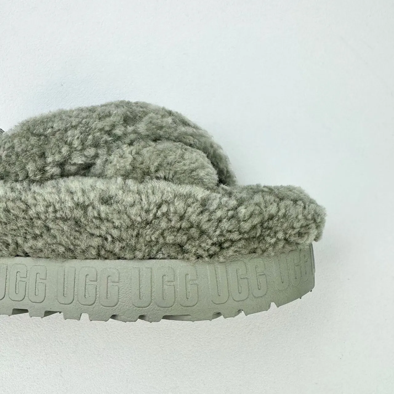 UGG Tasman Gray Shearling Platform Slippers