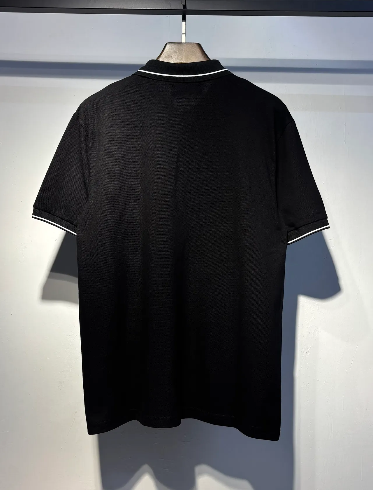 Amiri Black White Piqué Knit Contrast Piping Polo Shirt