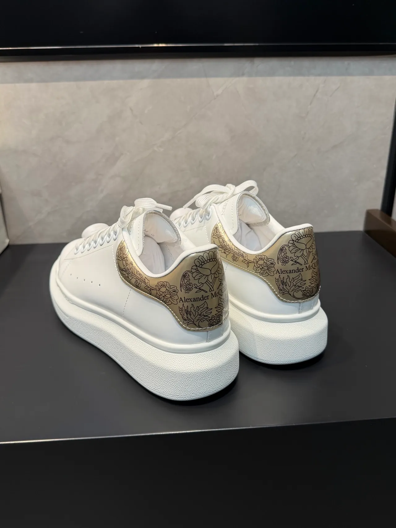 Alexander McQueen Oversized Sneaker White Embroidered Heel Lifestyle Sneakers