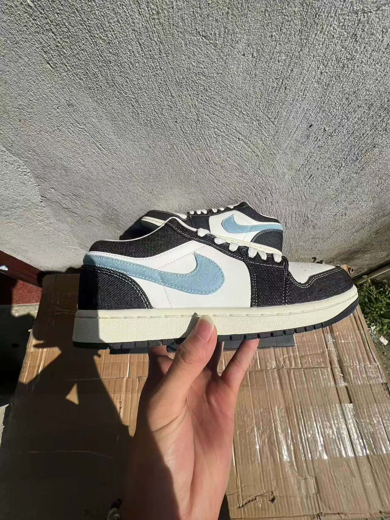 Nike Air Jordan 1 Low Denim and Leather Lifestyle Sneakers
