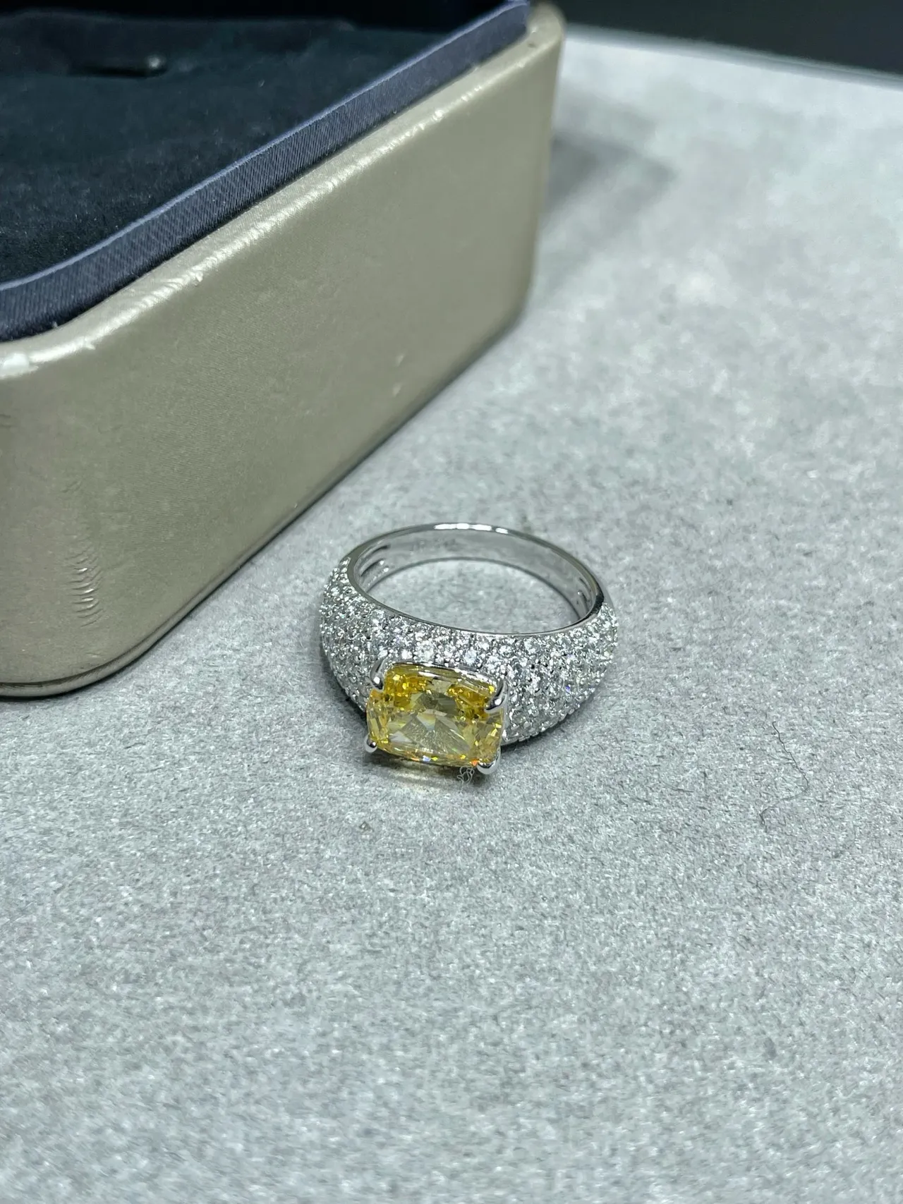 Yellow Cushion-Cut Pavé Stud Earrings