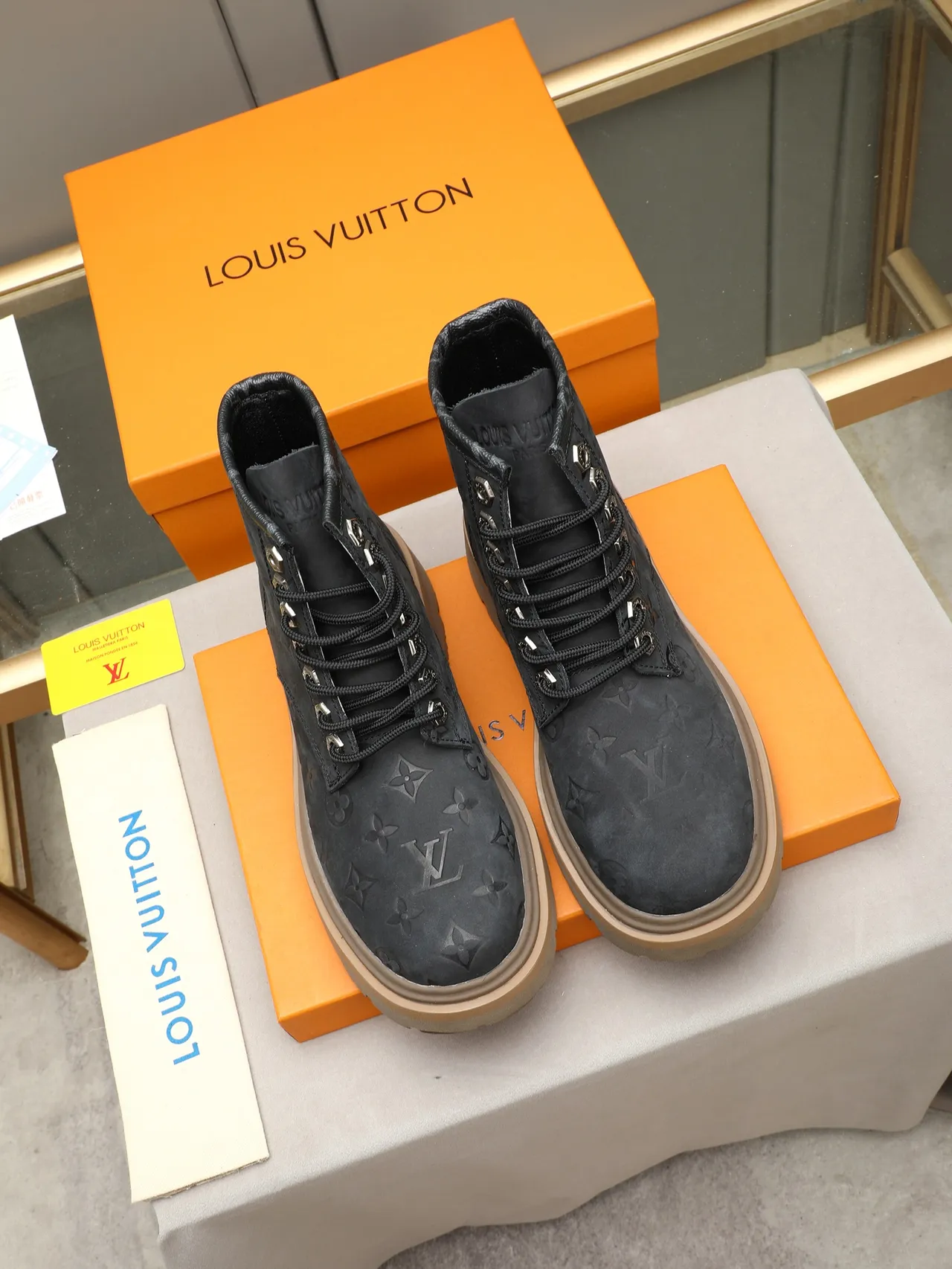 Louis Vuitton Trail Boot Monogram Eclipse Black Work Boot