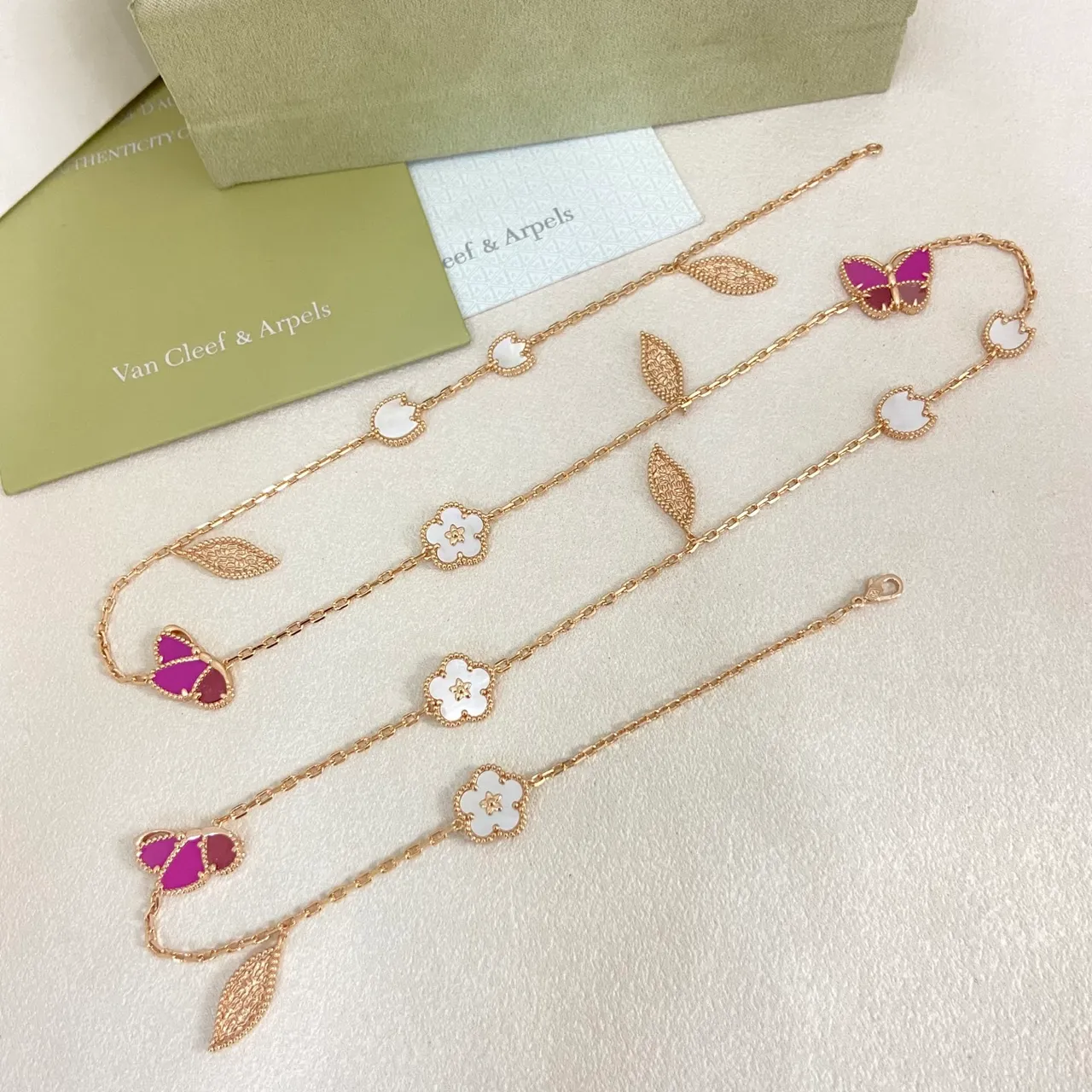 Van Cleef & Arpels Alhambra-Inspired Enamel and Mother-of-Pearl Chain Necklaces