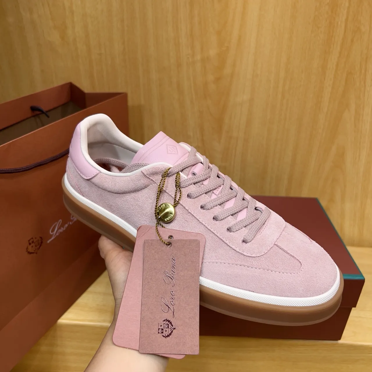 Loro Piana Pink Suede Lifestyle Sneaker