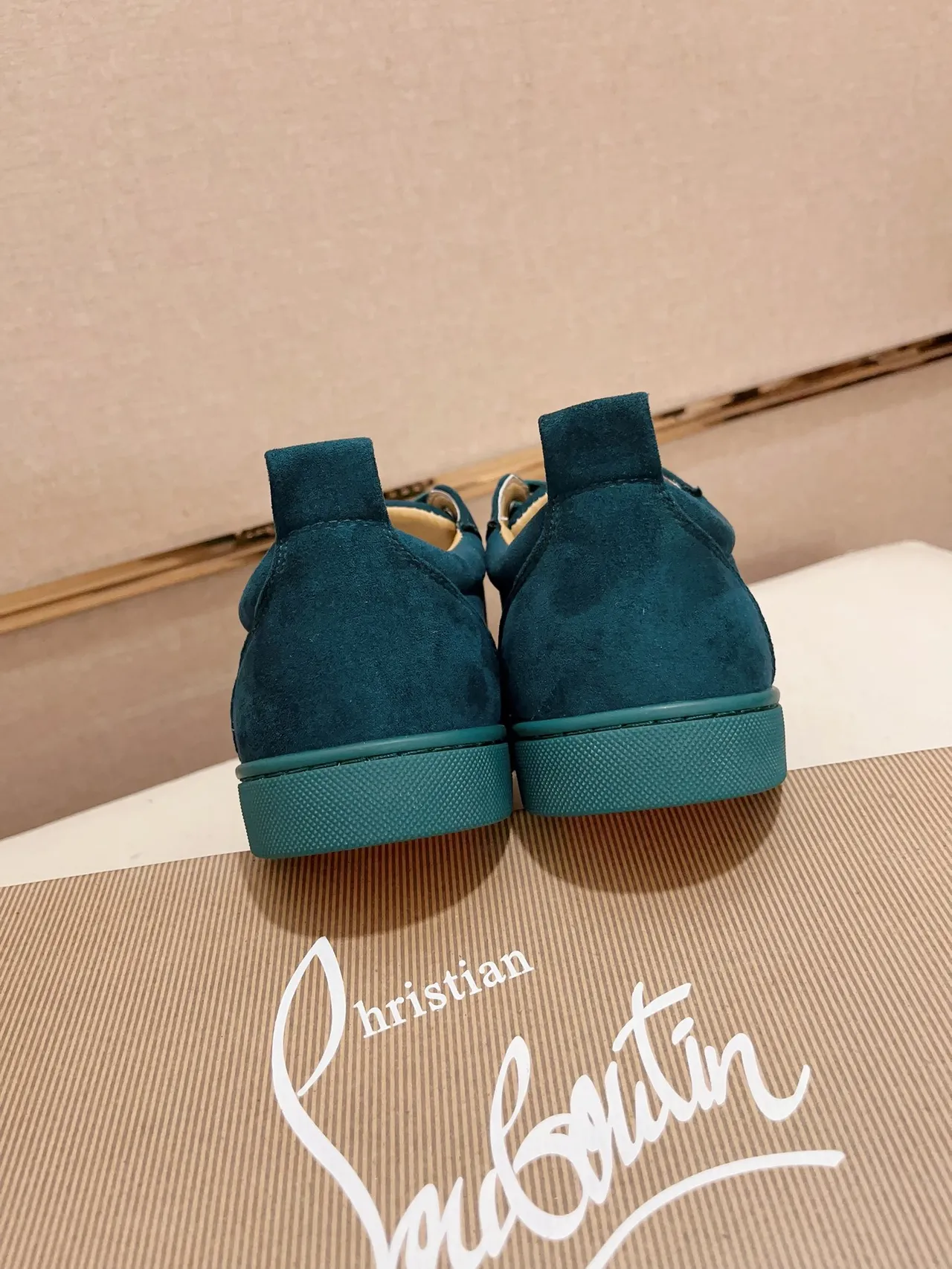 Christian Louboutin Spiked Toe Sneaker Blue Silver Teal Suede Cap Lifestyle Sneakers