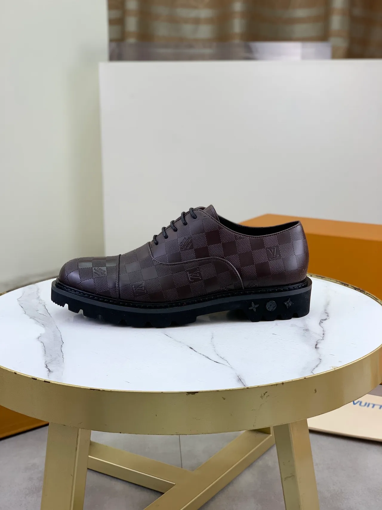 Louis Vuitton LV Trail Brown Damier Cap-Toe Oxford Shoes