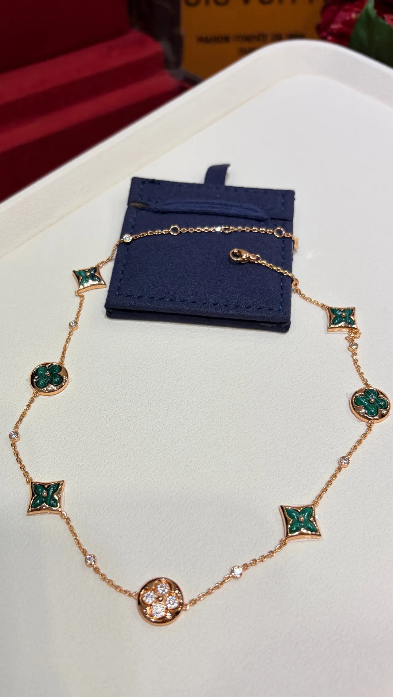 Louis Vuitton Contemplation Green Enamel and Diamond Necklace