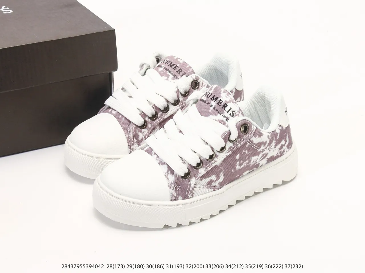 Purple and White Abstract Print Platform Sneakers
