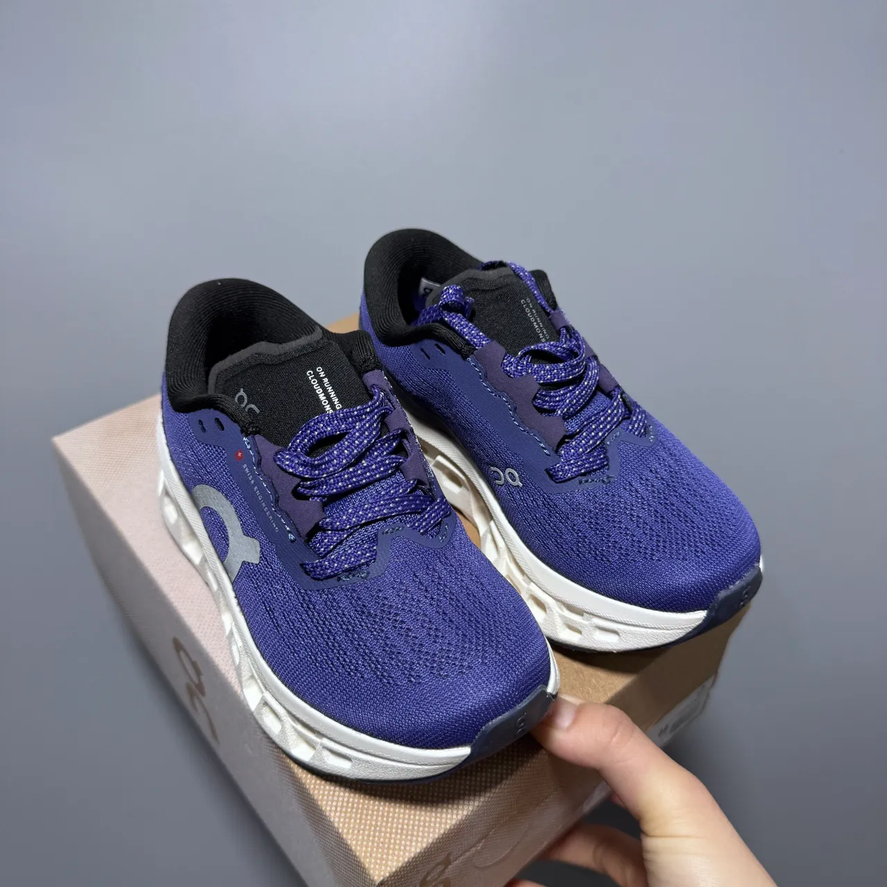 On Blue Purple Engineered Mesh Upper Segmented CloudTec Midsole Running Shoes