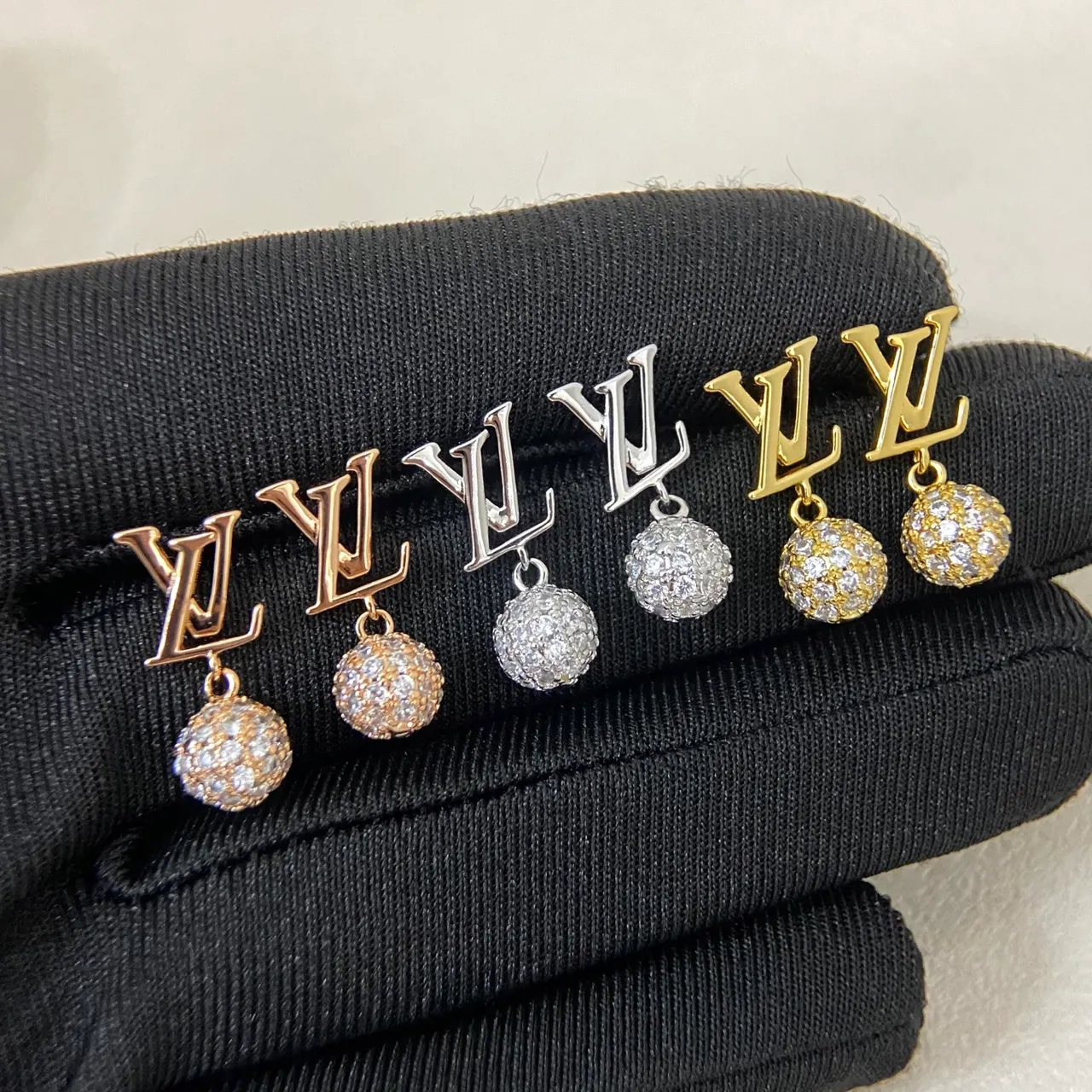 Louis Vuitton Monogram Pavé Crystal Ball Drop Earrings