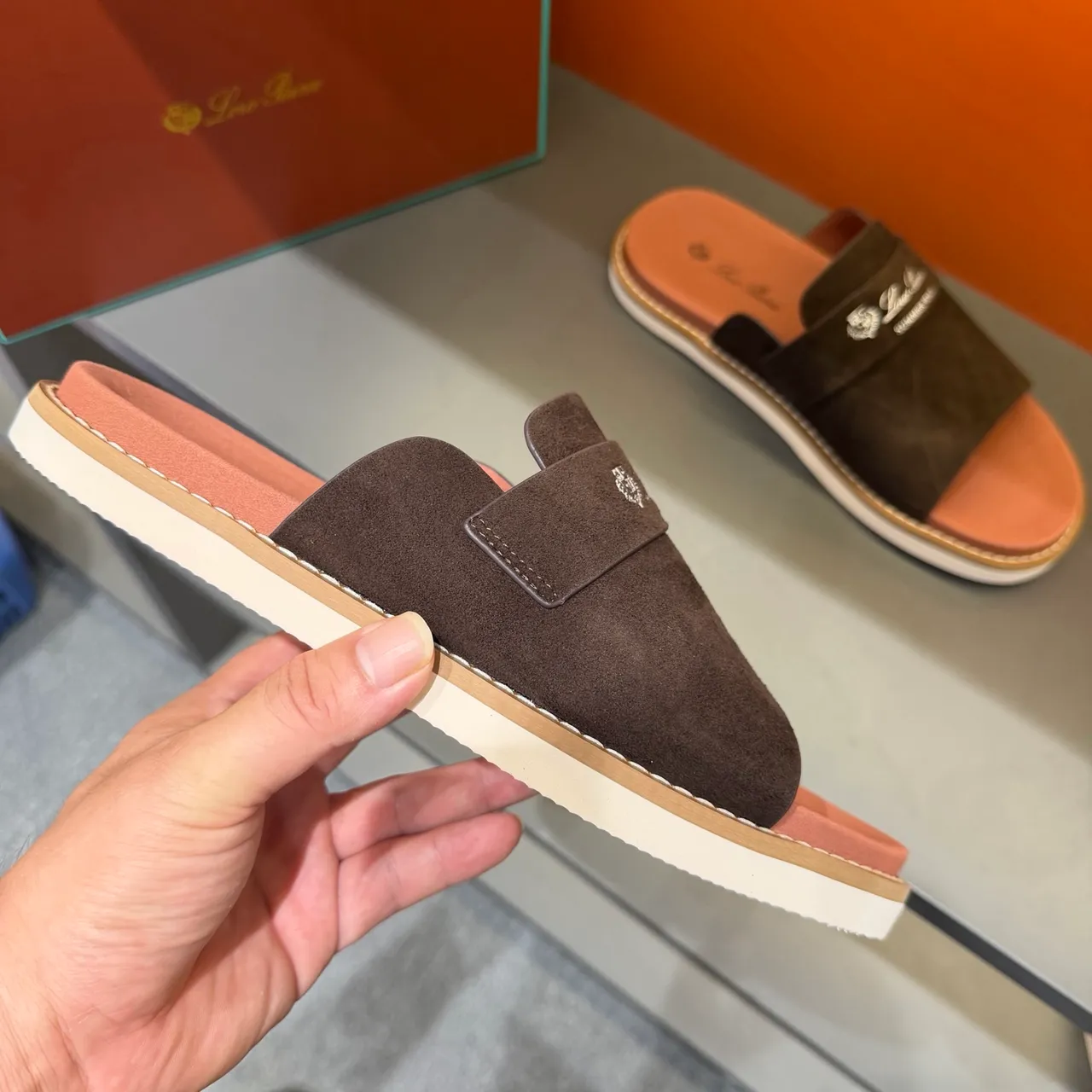 Loewe Summer Walk Suede Slide Slippers
