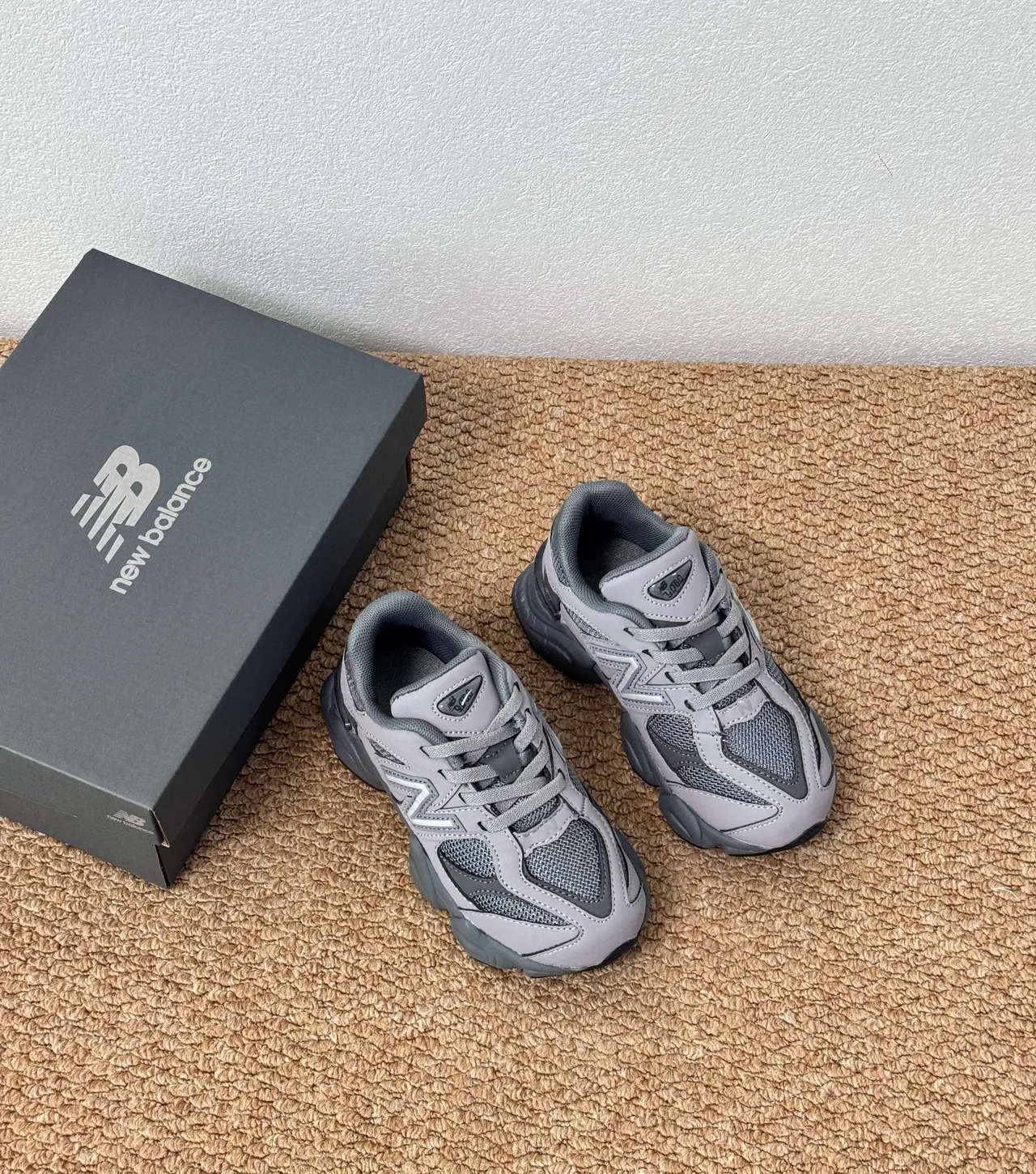 New Balance 9060 Gray Black Chunky Sneakers