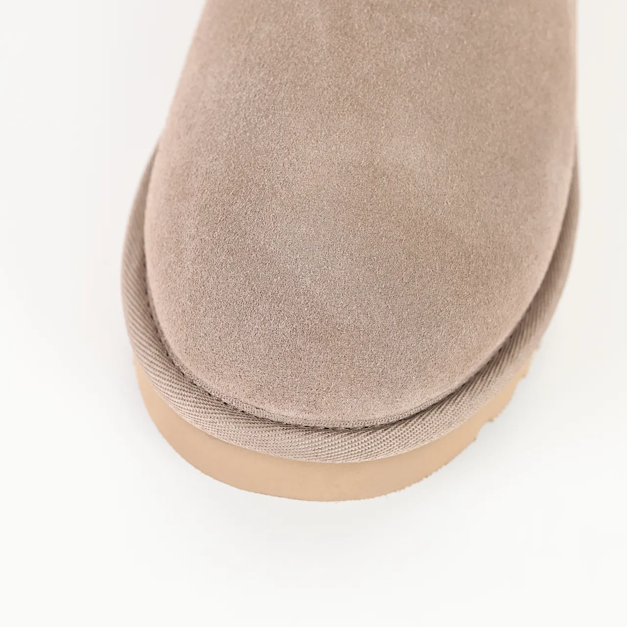 UGG Classic Mini Taupe Suede Shearling Cuff Snow Boots