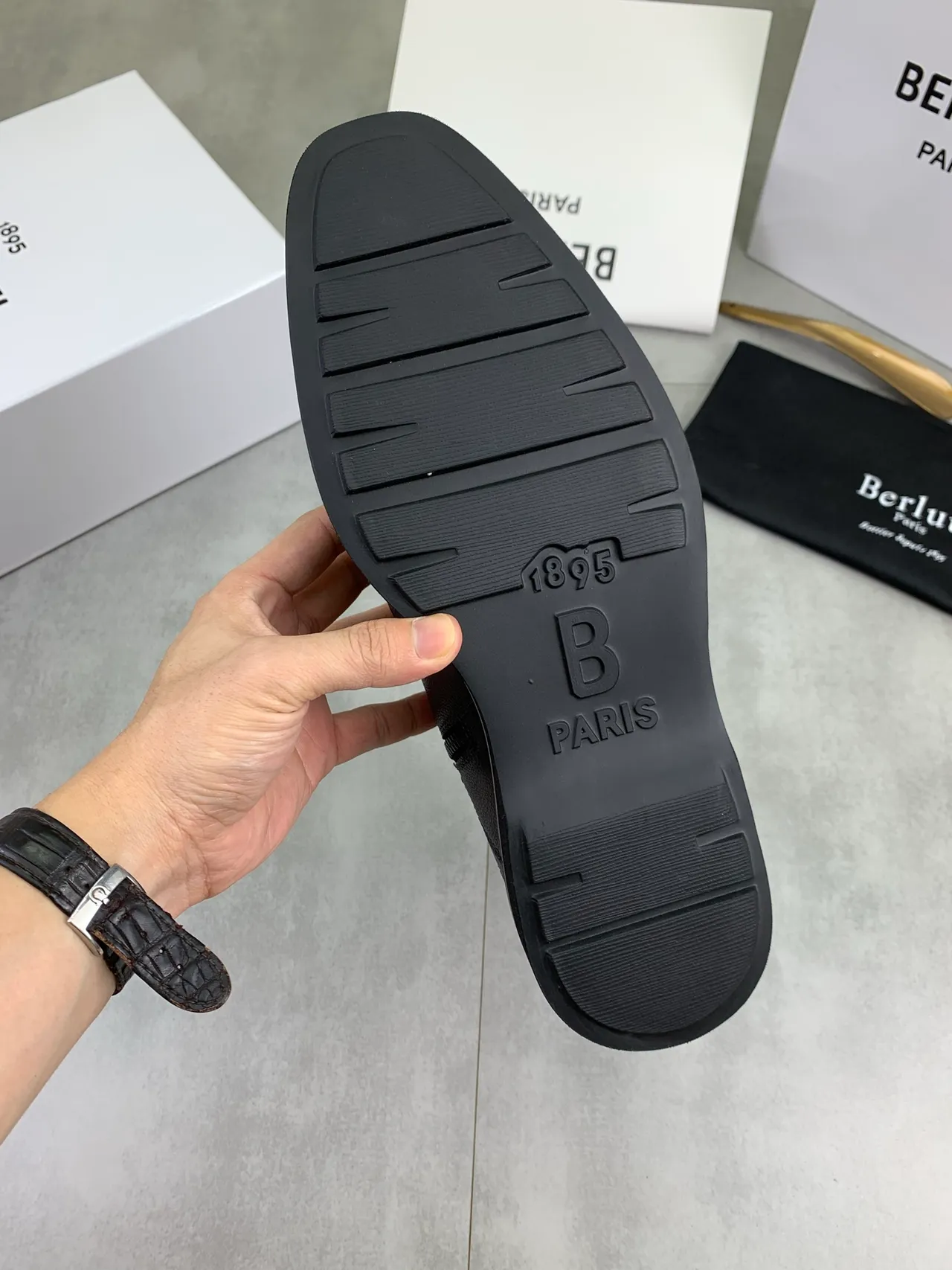 BERLUTI Black Pebbled Leather Ankle Boots