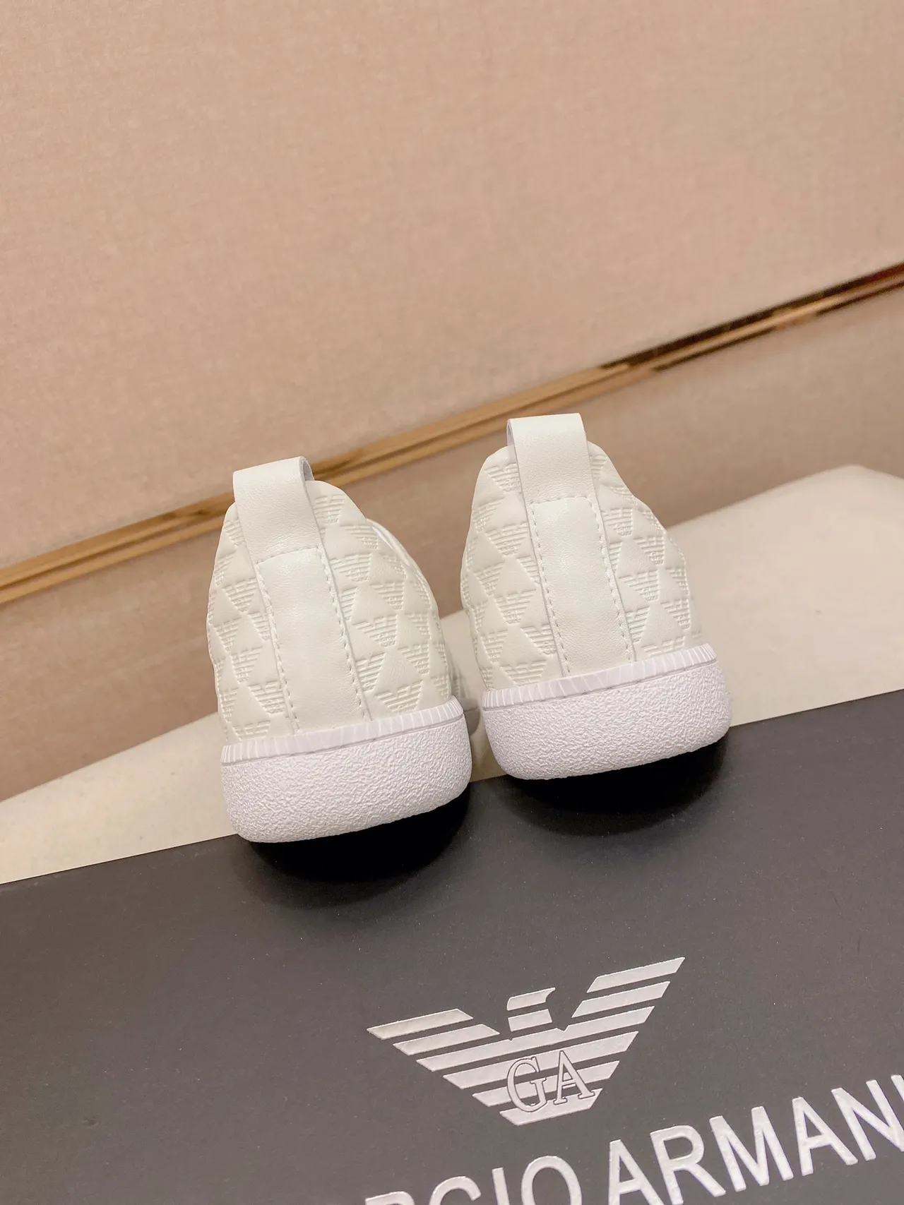 Emporio Armani Quilted Eagle Slip-On White Lifestyle Sneakers