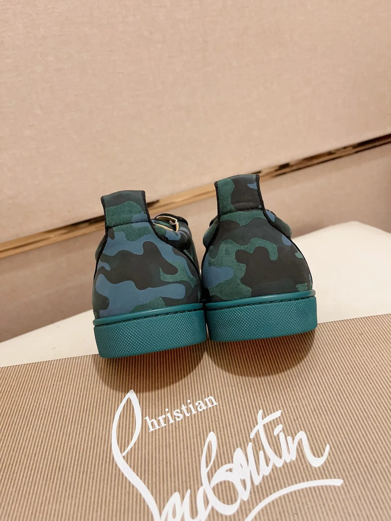 Christian Louboutin Multicolor Blue Camouflage-Print Upper Studded Toe Cap Lifestyle Sneakers